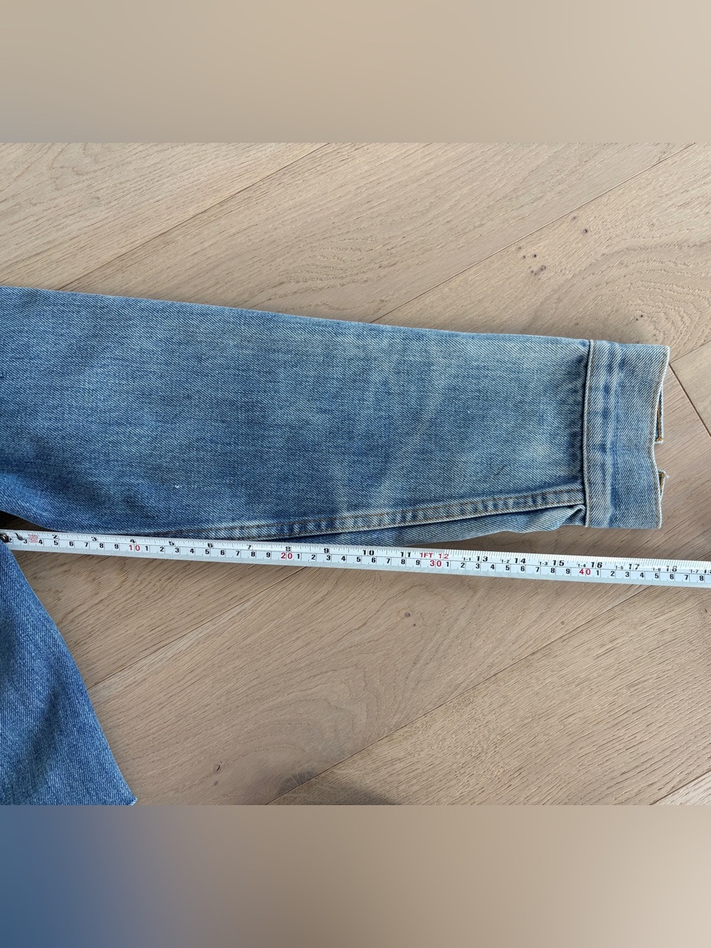Vintage Levi's Light Blue Raw Cropped Denim Jacket Rare Blank Red Tab (S) - Picture 10 of 10